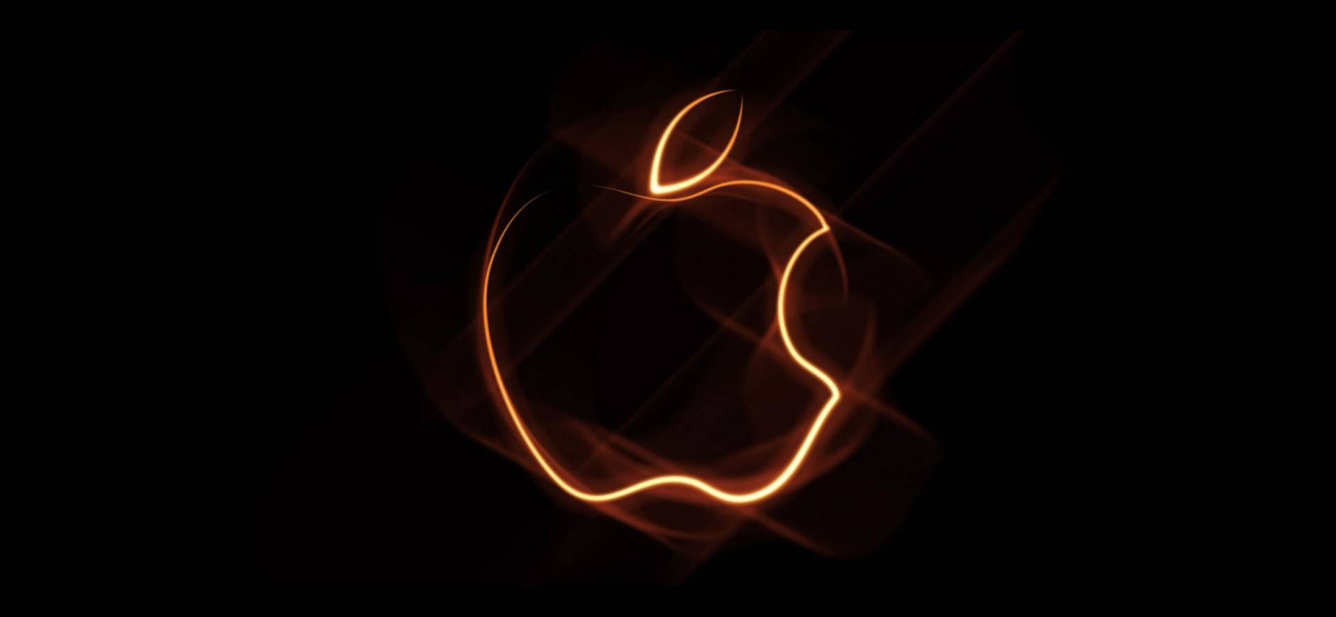 黑色背景上發光的橙色Apple標誌