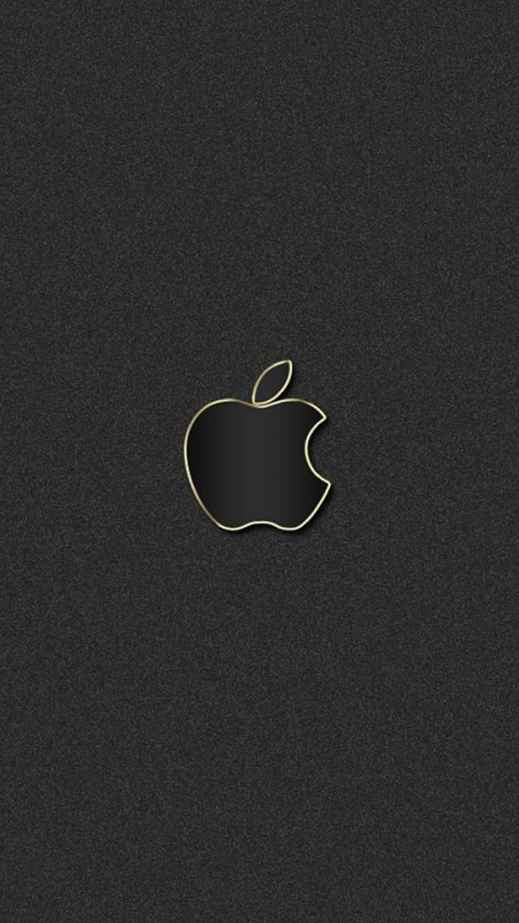 帶有金色輪廓的Apple標誌，置於深灰色紋理背景上