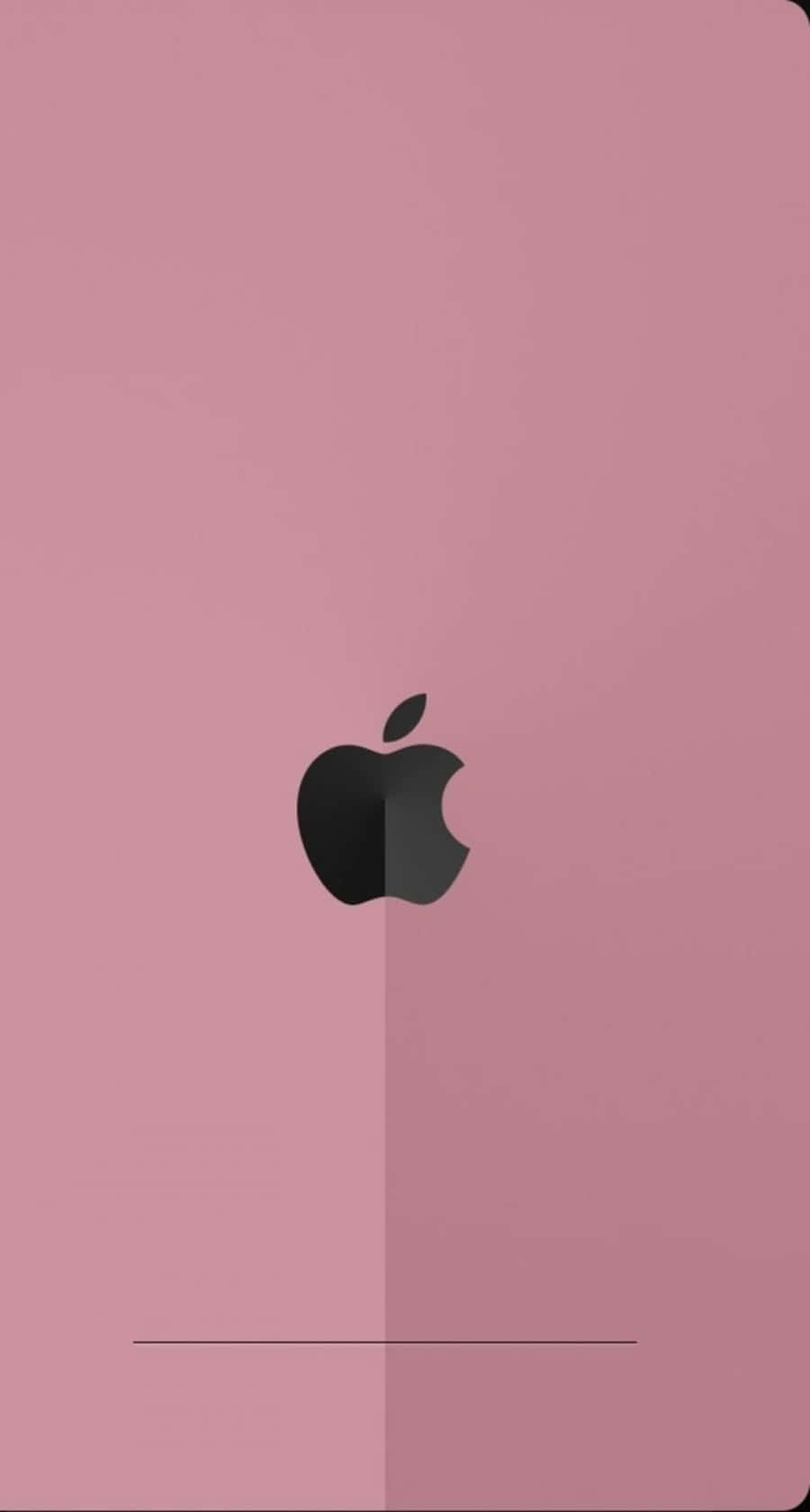 粉紅色背景，帶有黑色Apple標誌和下方細線