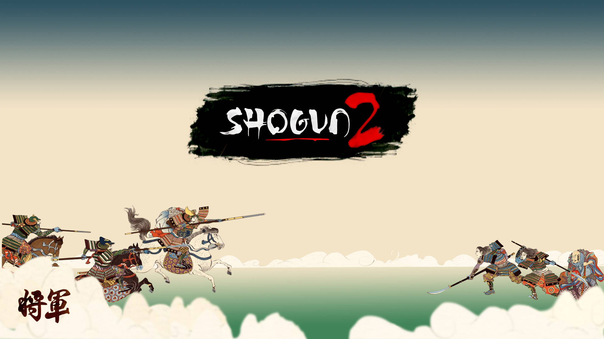 騎馬的武士戰士在風格化的戰鬥場景中交鋒。