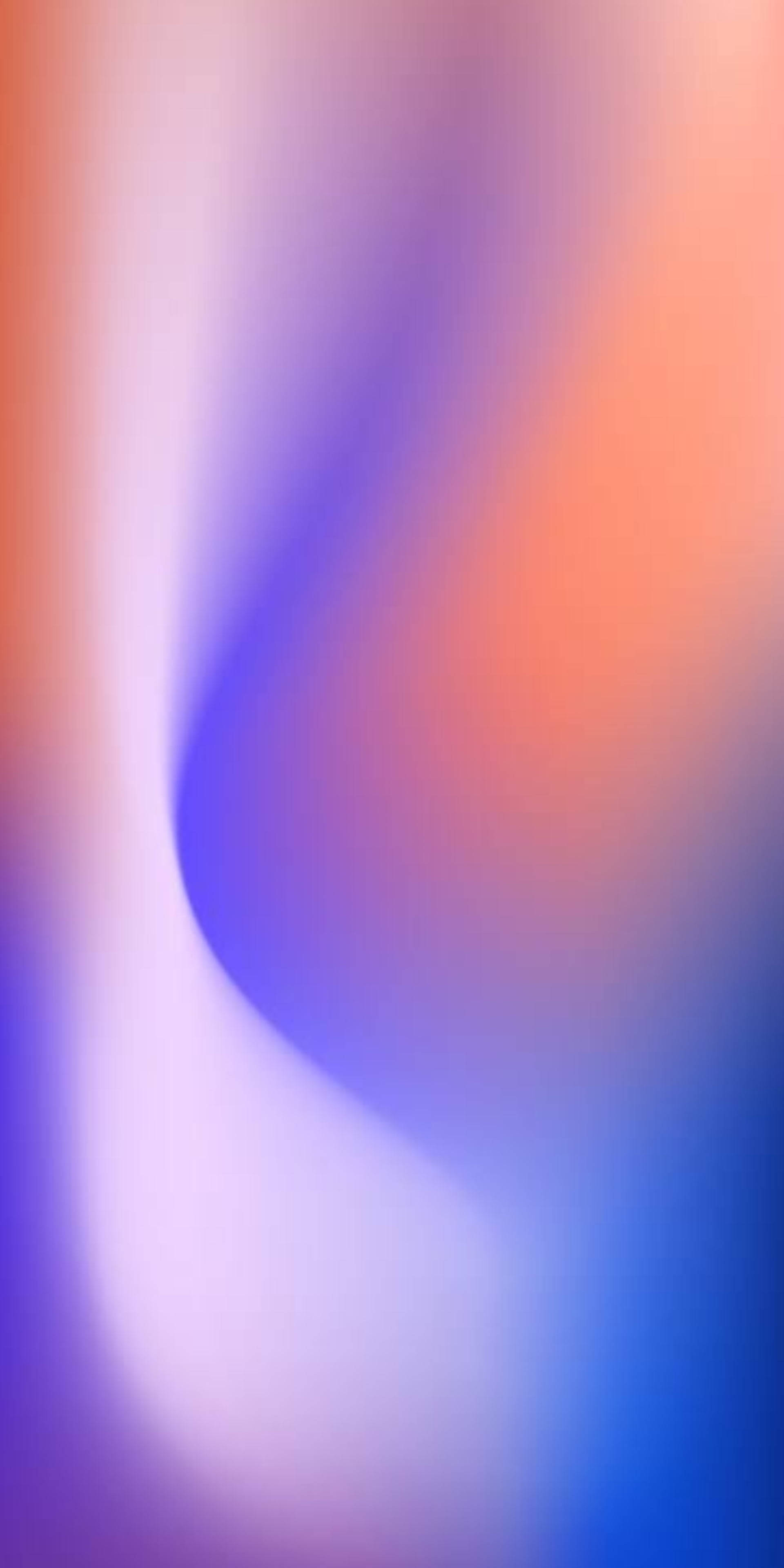 Android Phone 桌布 壁紙 — 平滑的抽象漸變以紫色、藍色和橙色的柔和波浪流動，營造出平靜的視覺動感。