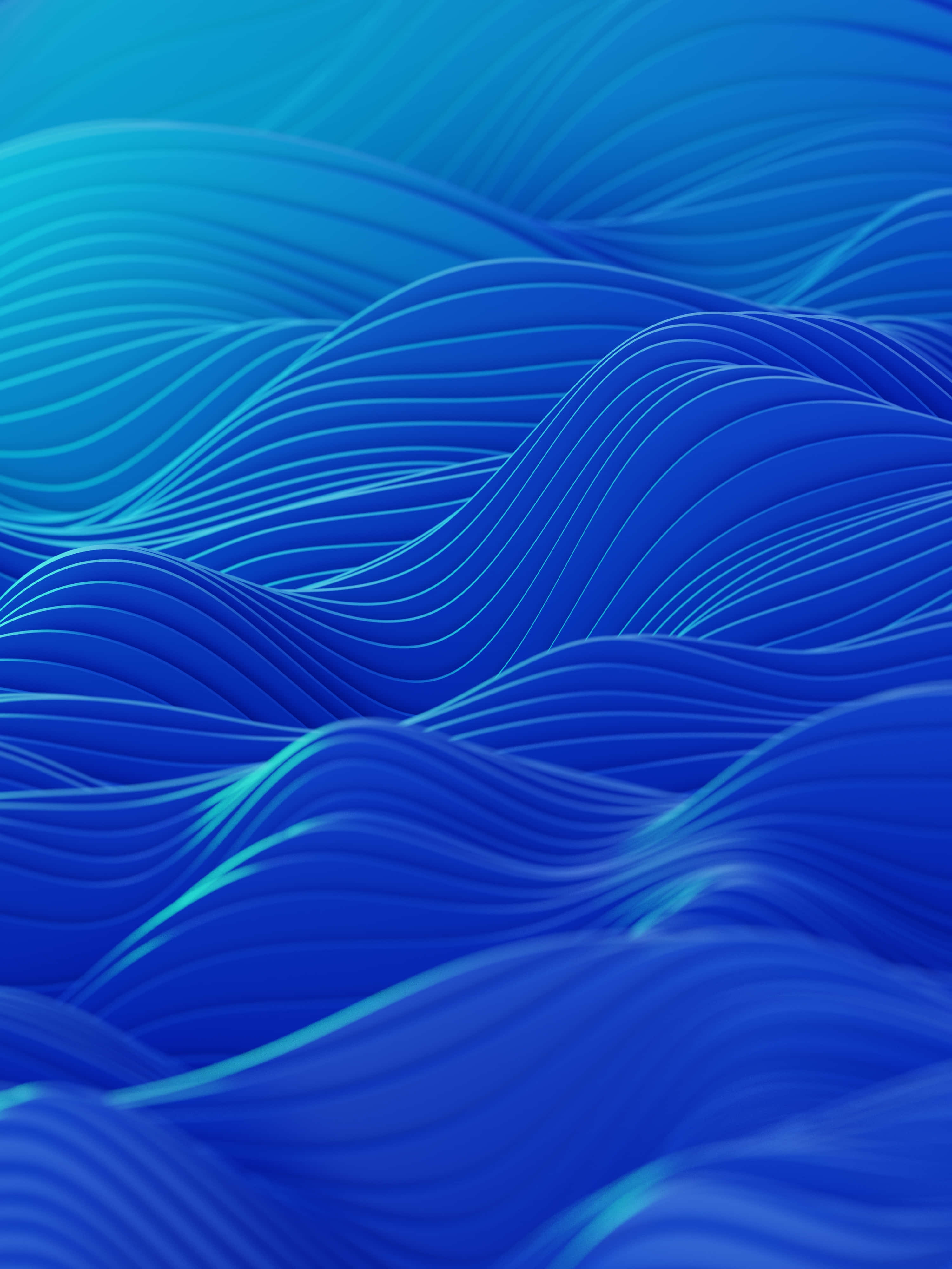 3d Graphics 桌布 壁紙 — 平滑起伏的藍色波浪搭配發光的青色亮點，營造出寧靜的數位抽象圖案。