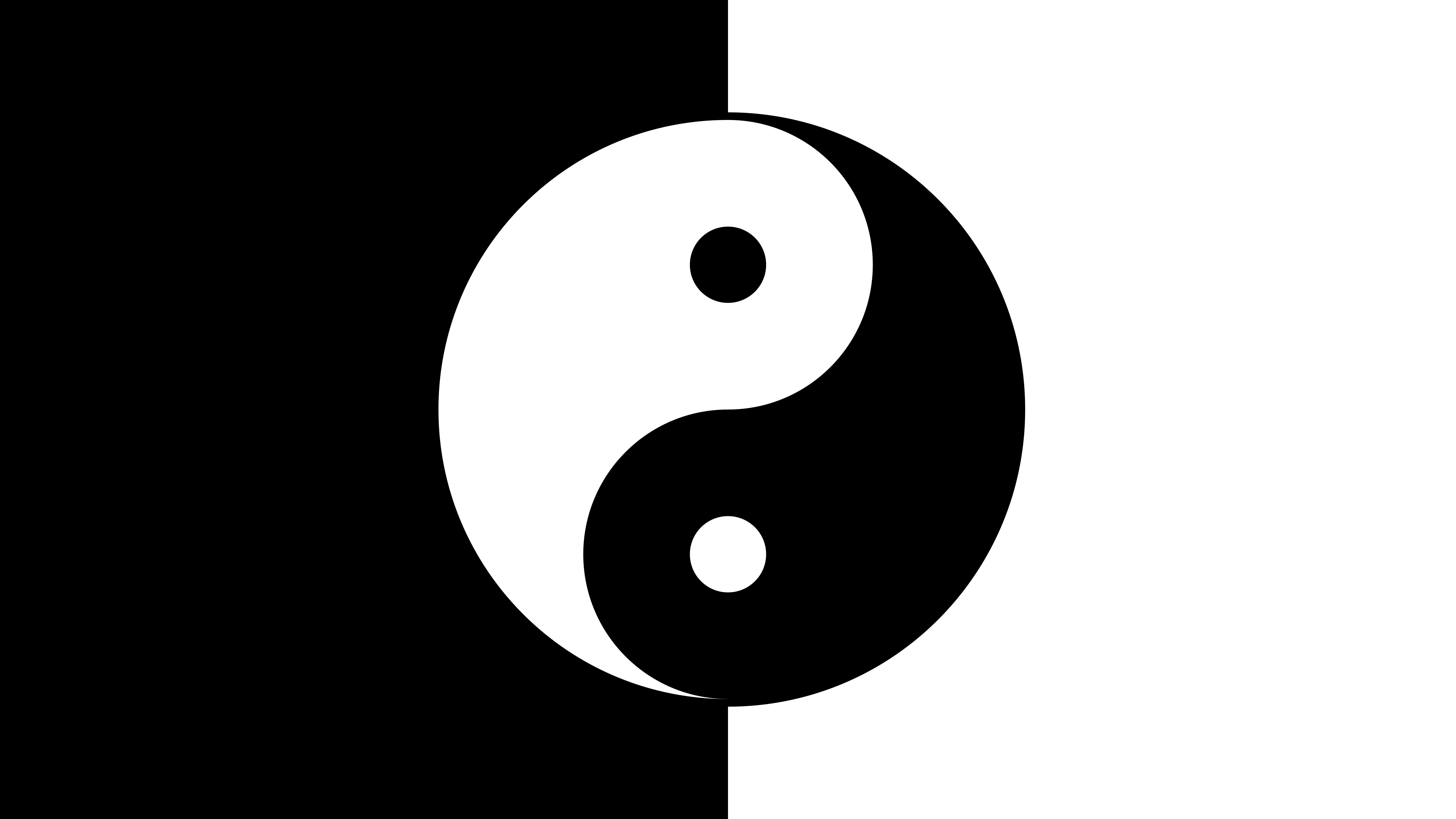 黑白陰陽符號置於分割背景上