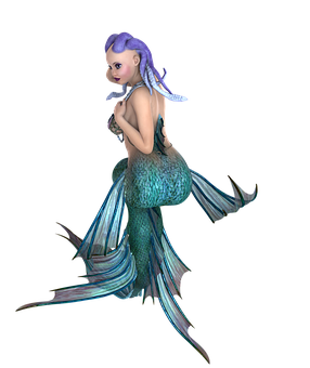 幻想美人魚紫色長髮 壁紙