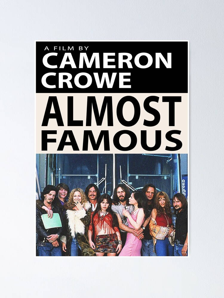電影《Almost Famous》海報，顯示一群音樂人和一位年輕記者。