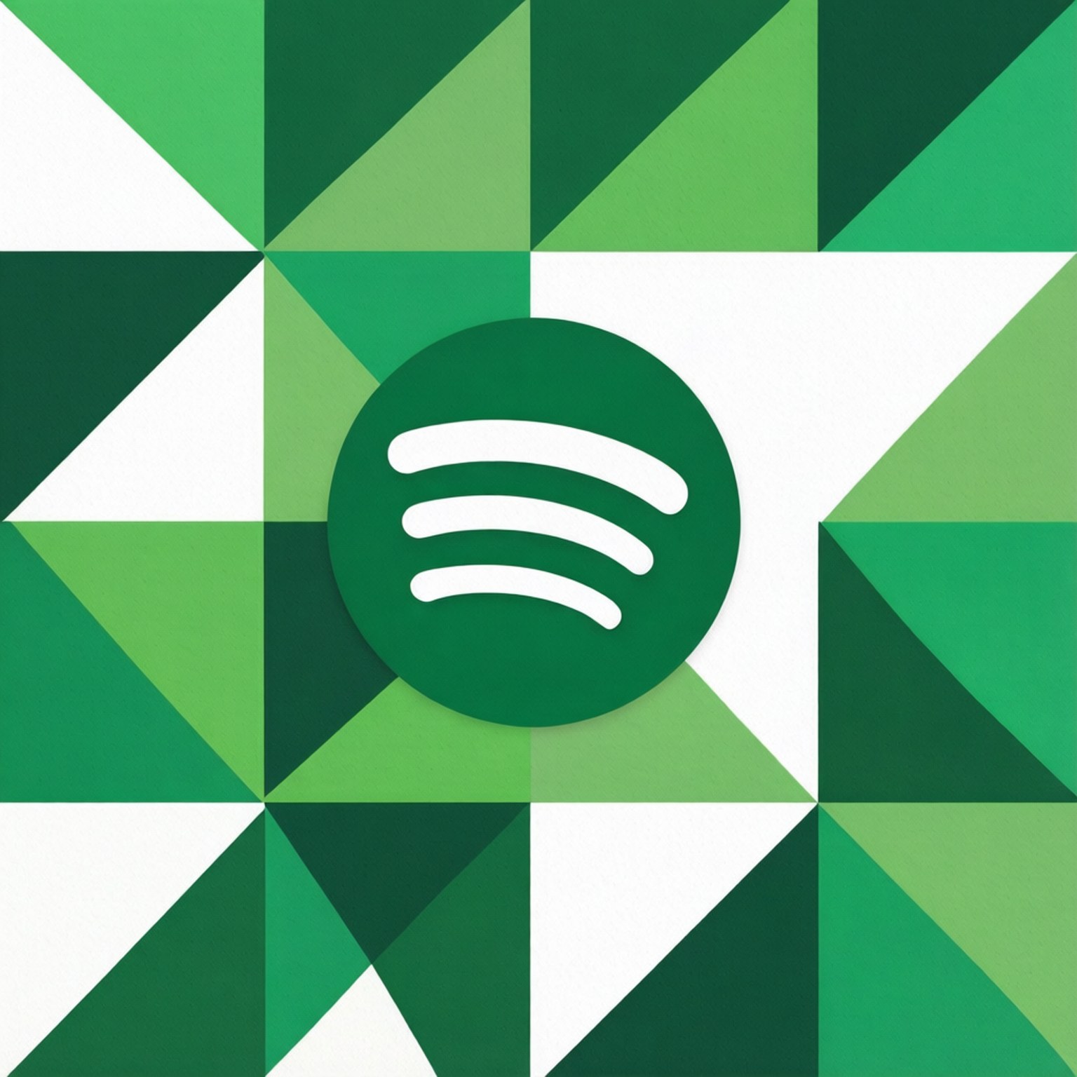 幾何圖案 壁紙 — Spotify 標誌居中於綠色和白色三角形的幾何圖案上。