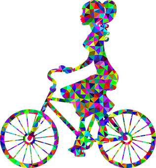 幾何女孩騎自行車