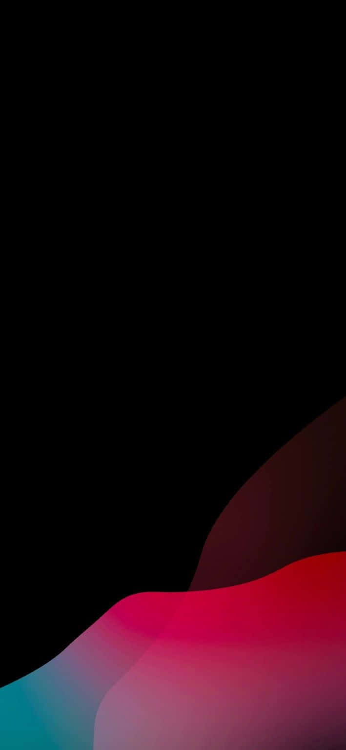 黑色背景上平滑的紅色、粉紅色和藍綠色抽象漸變。