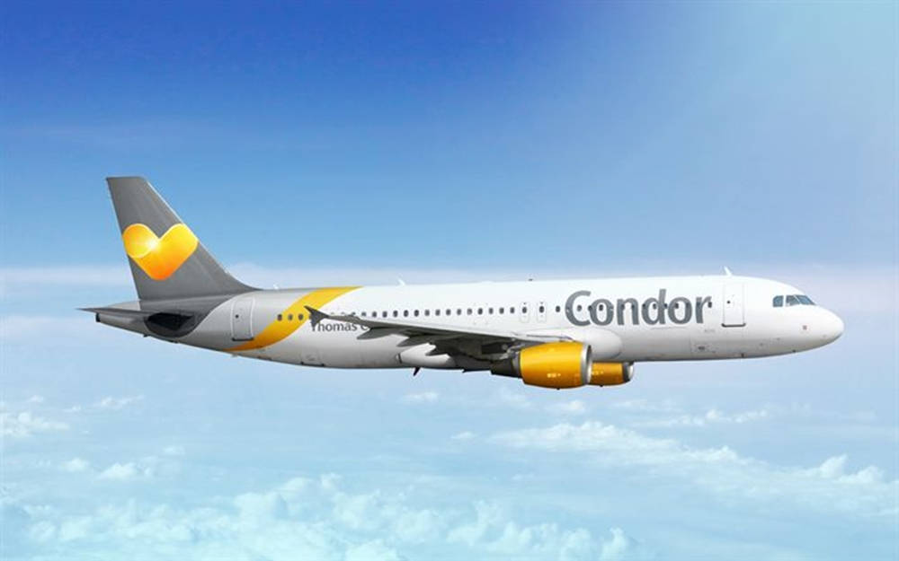Condor飛機在藍天白雲上飛行