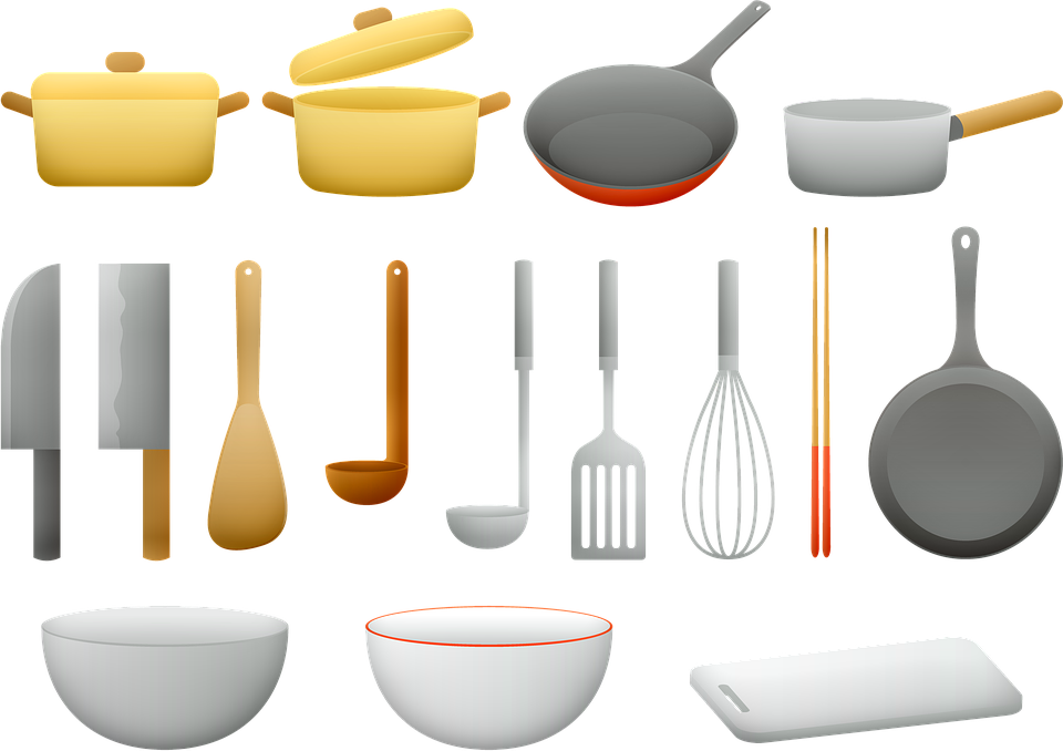廚房_ 廚具與煮食鍋具套裝 壁紙