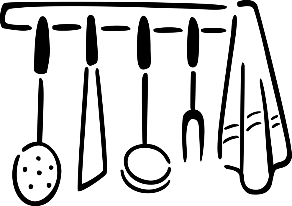 廚房掛架廚具塗鴉 壁紙