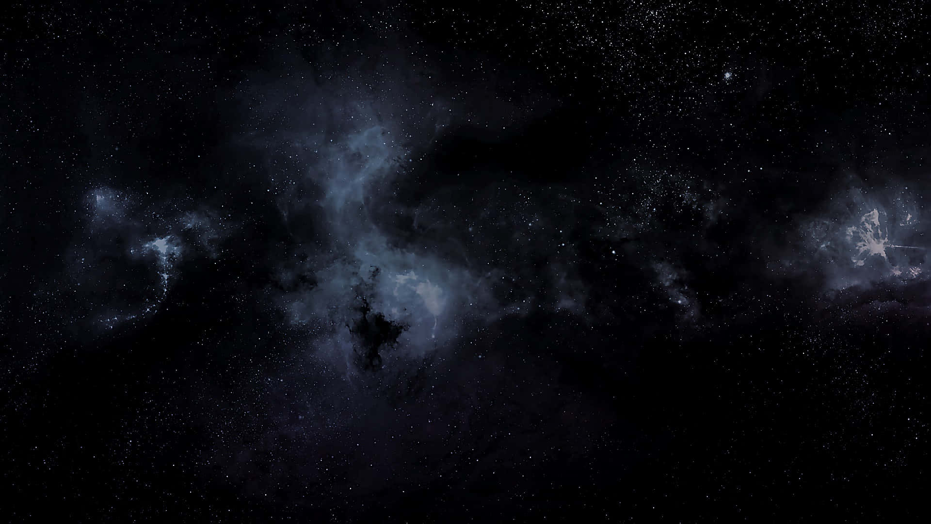 Black Galaxy 桌布 壁紙 — 廣闊的宇宙場景，充滿黑暗星雲和散落的星星，在深空中微弱地閃耀。