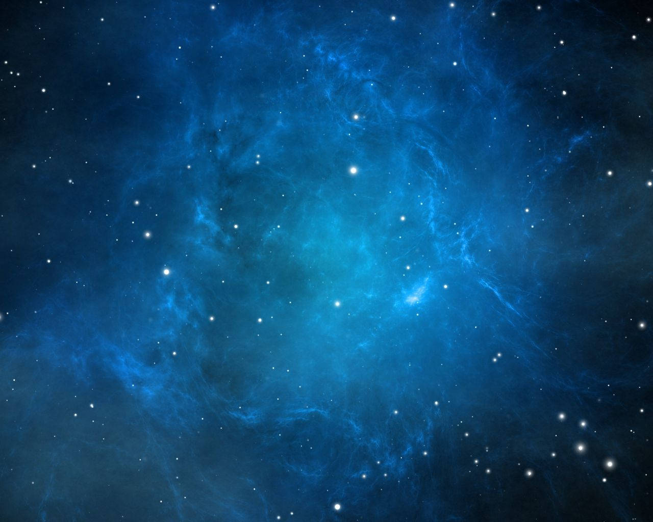星雲 桌布 壁紙 — 廣闊的宇宙星雲在深藍色中發光，點綴著散落的星星，背景是黑暗虛空。