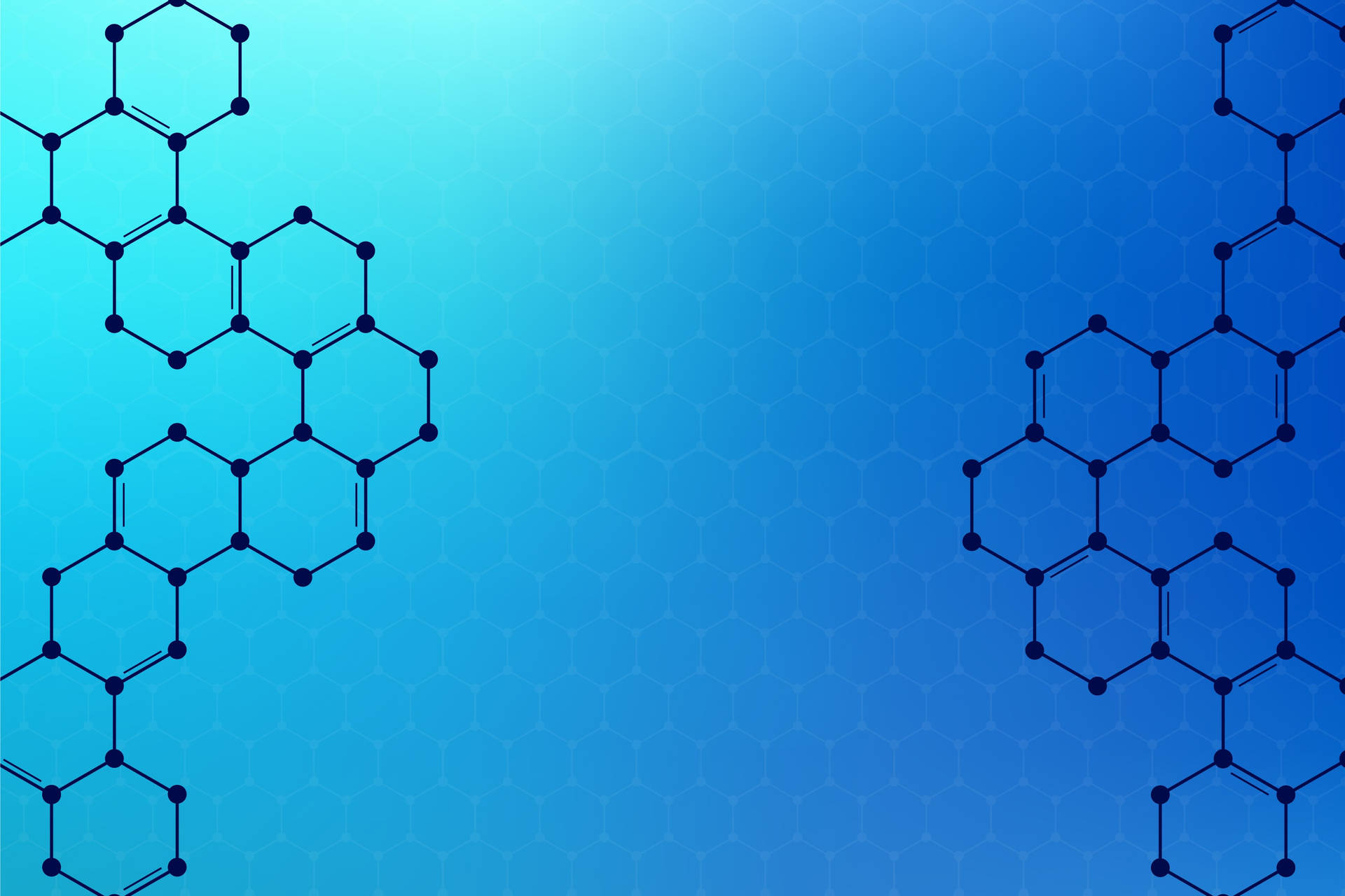 帶有漂浮分子結構的藍色漸變，適用於科學或科技主題。
