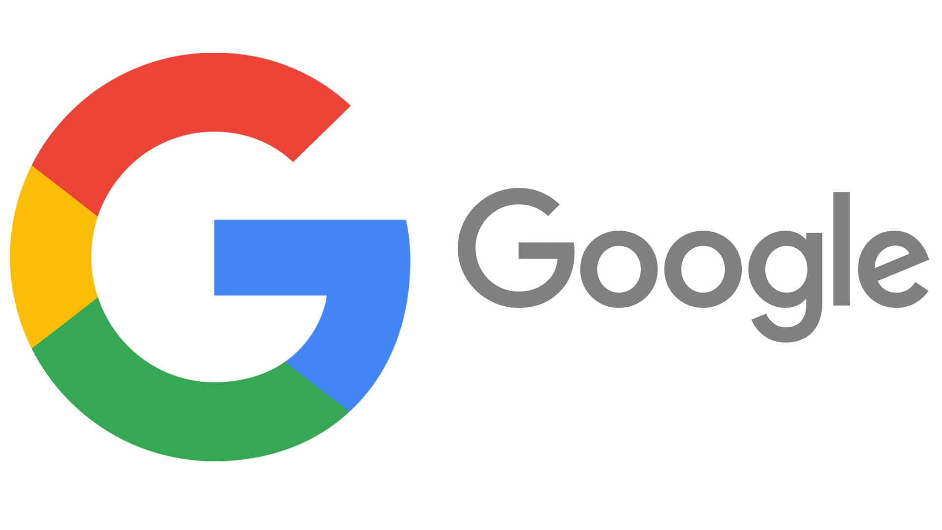引人注目的品牌標誌設計 壁紙 — Google 標誌，其標誌性的多色 G 和灰色文字在乾淨的白色背景上。