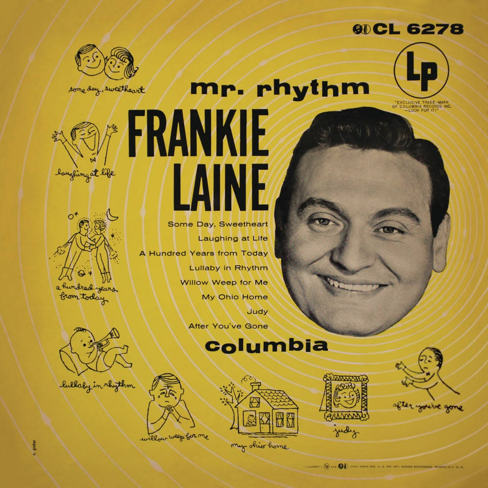 Frankie Laine 專輯封面，黃色背景，帶有歌曲主題插圖。
