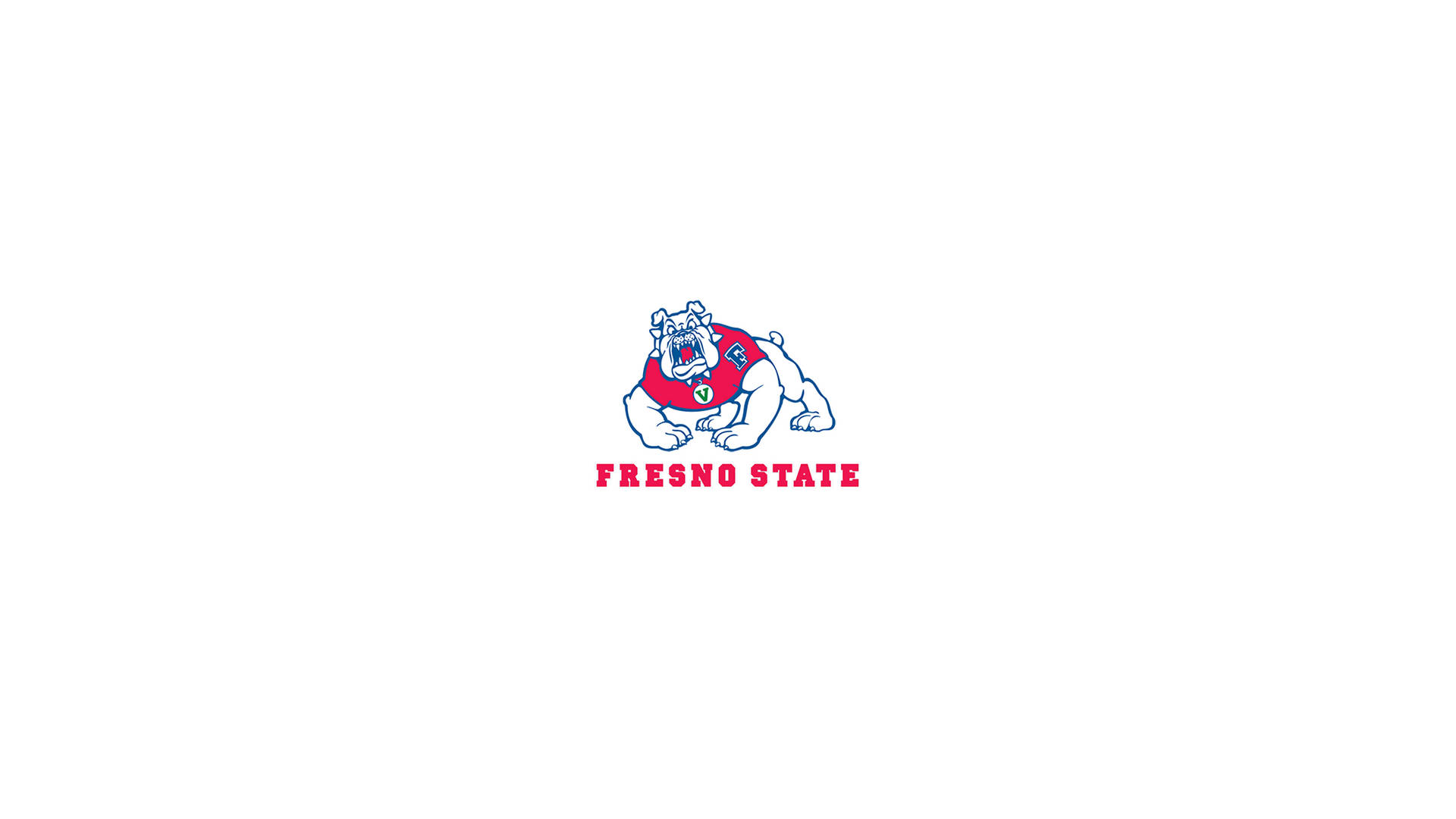 Fresno State 鬥牛犬吉祥物標誌，紅藍色配白色背景。