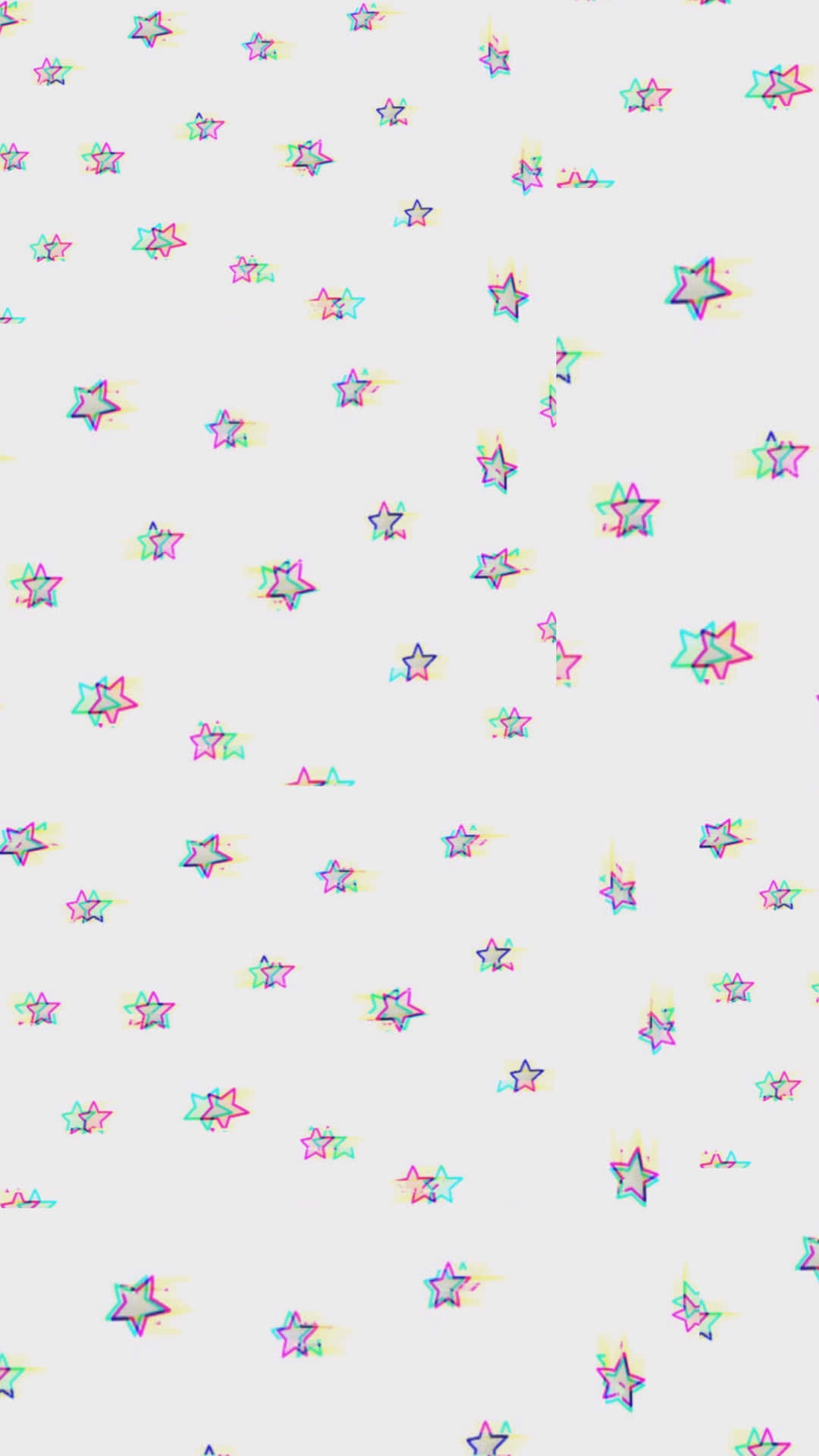 淺灰色背景上的故障彩虹星星。