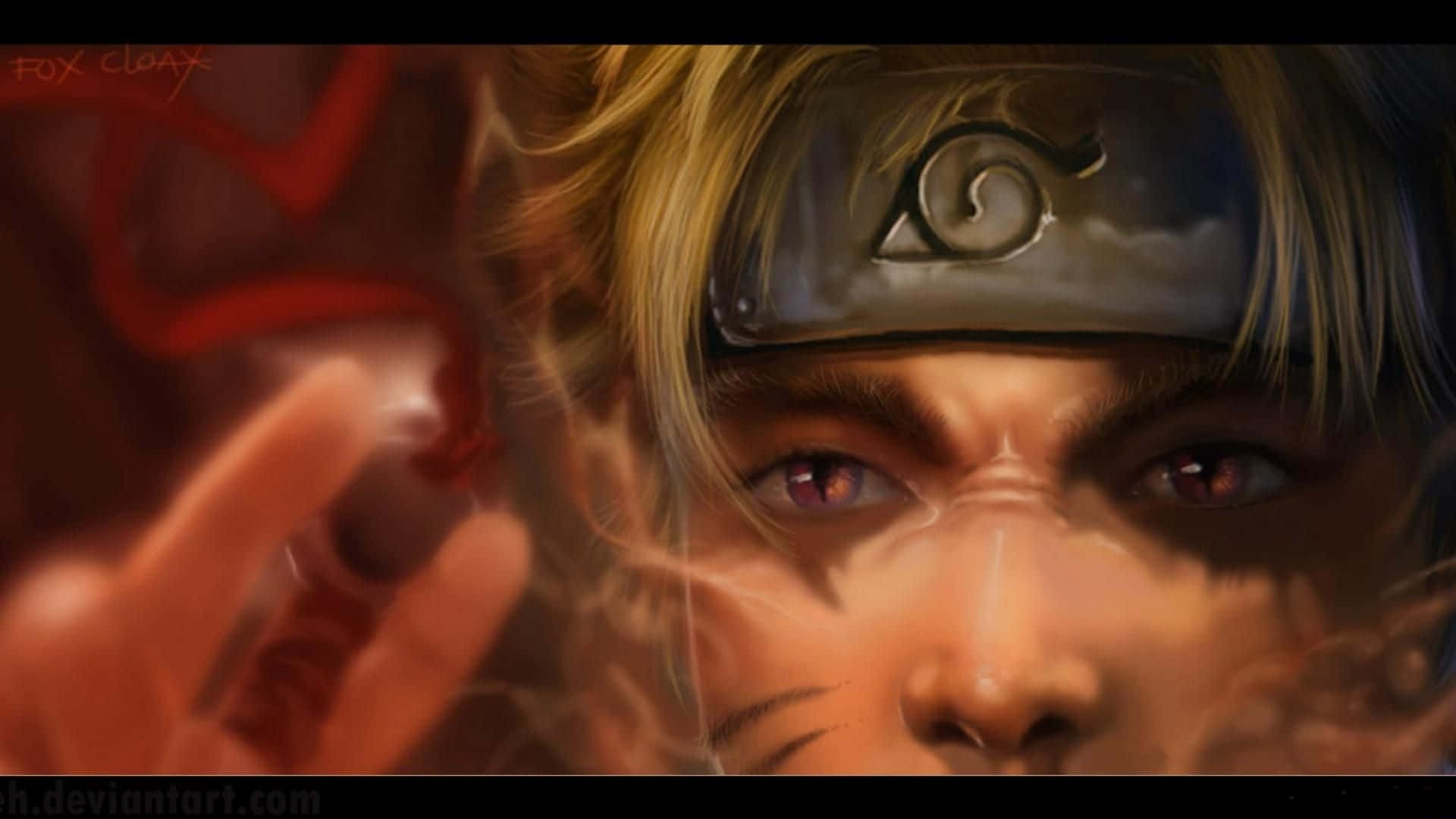 紅眼頭帶的動漫忍者引導查克拉。