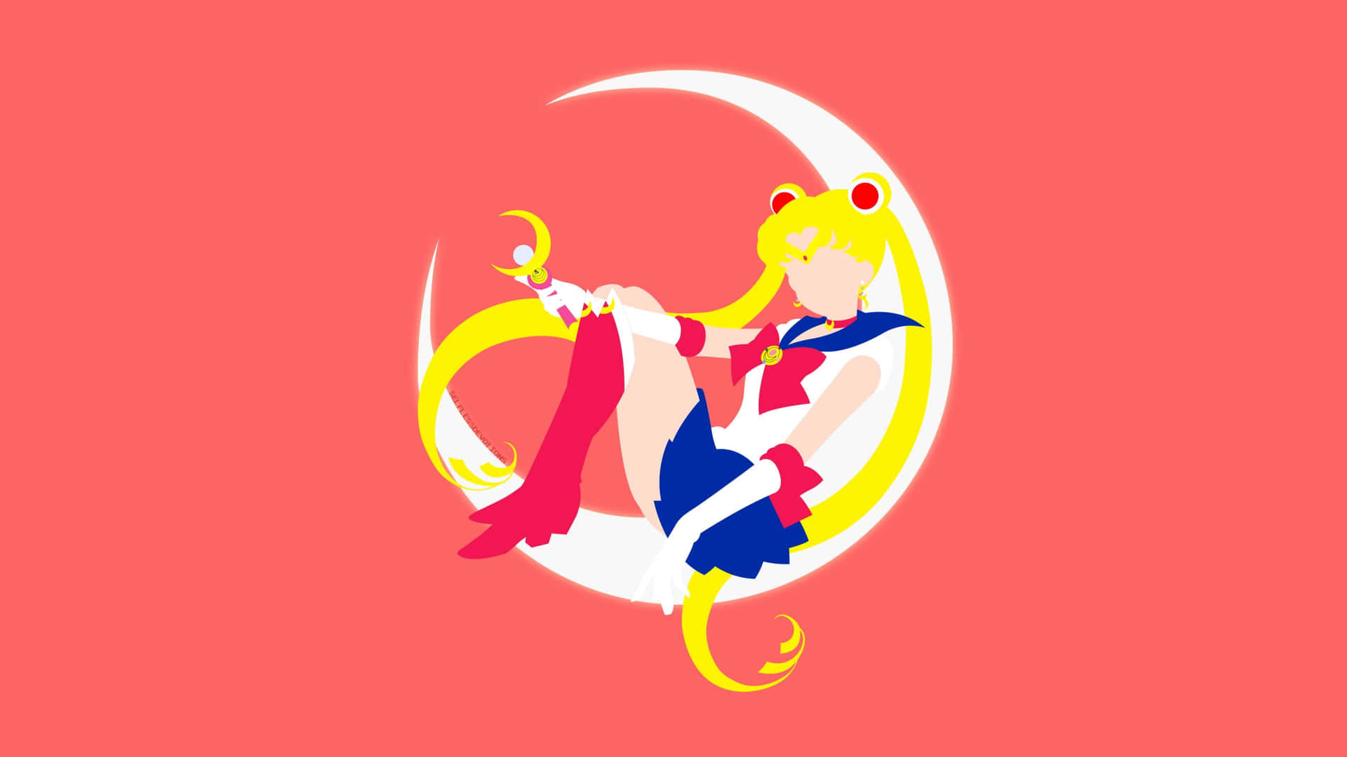 美少女戰士角色穿著經典服裝，背景有新月。
