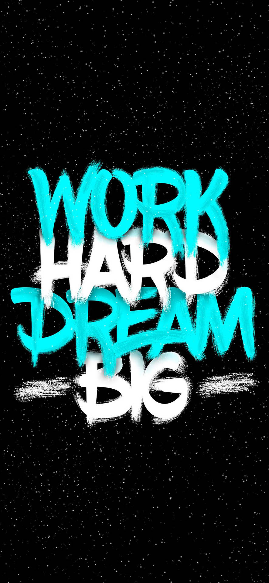在星空夜晚背景上以塗鴉風格呈現的勵志短語work hard dream big