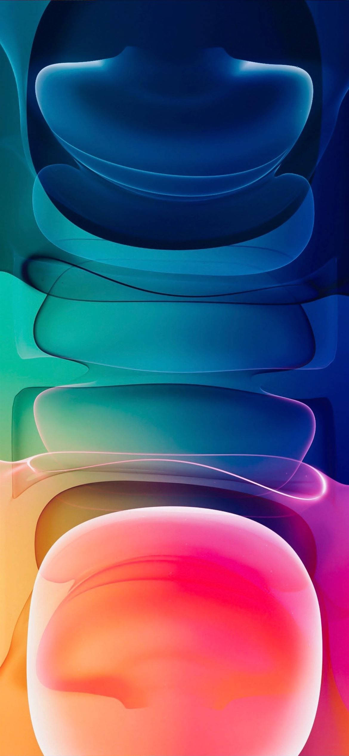 彩色_blob iPhone 12 壁紙 — 充滿活力的抽象流體形狀從冷藍色到暖粉色垂直流動，形成無縫漸變。