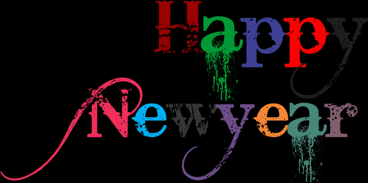 彩色新年快樂塗鴉 壁紙