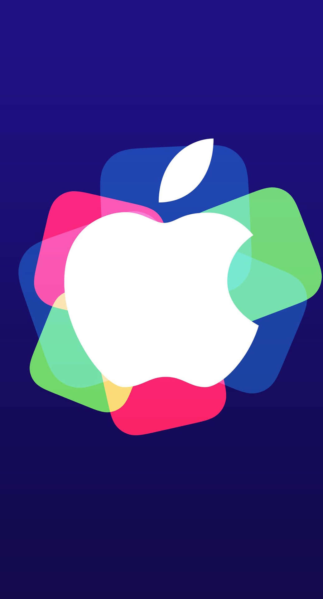 深藍色背景上帶有彩色圓角正方形的Apple標誌