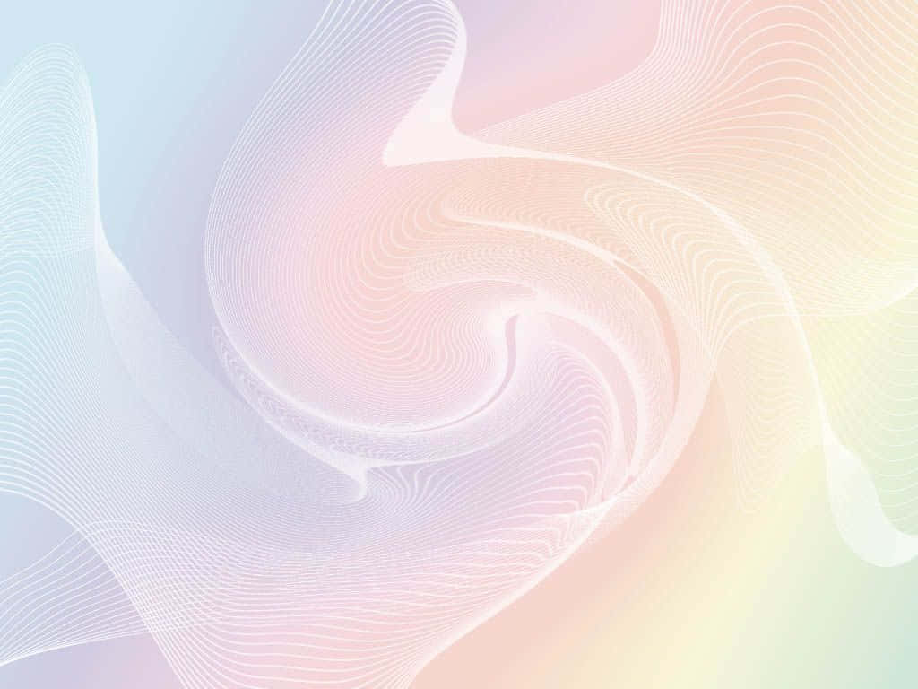 彩色旋渦抽象背景 壁紙 — 柔和嘅粉彩波浪線條喺薄荷、蜜桃同忌廉嘅柔和漸變中旋轉。