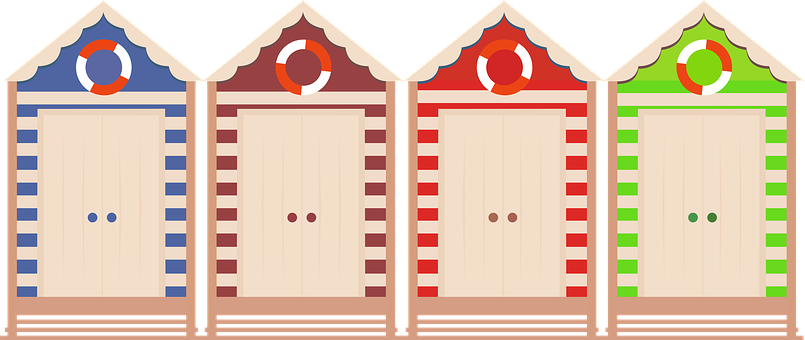 彩色海灘小屋插畫 壁紙