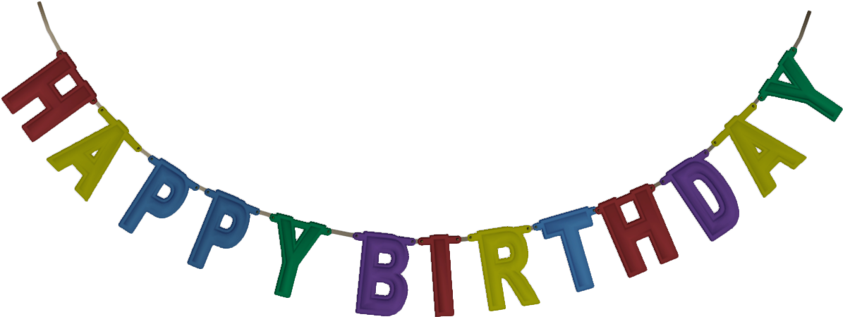 彩色生日快樂橫幅 壁紙 — 一個色彩繽紛的彩虹字母橫幅在純黑色背景上拼出生日快樂。