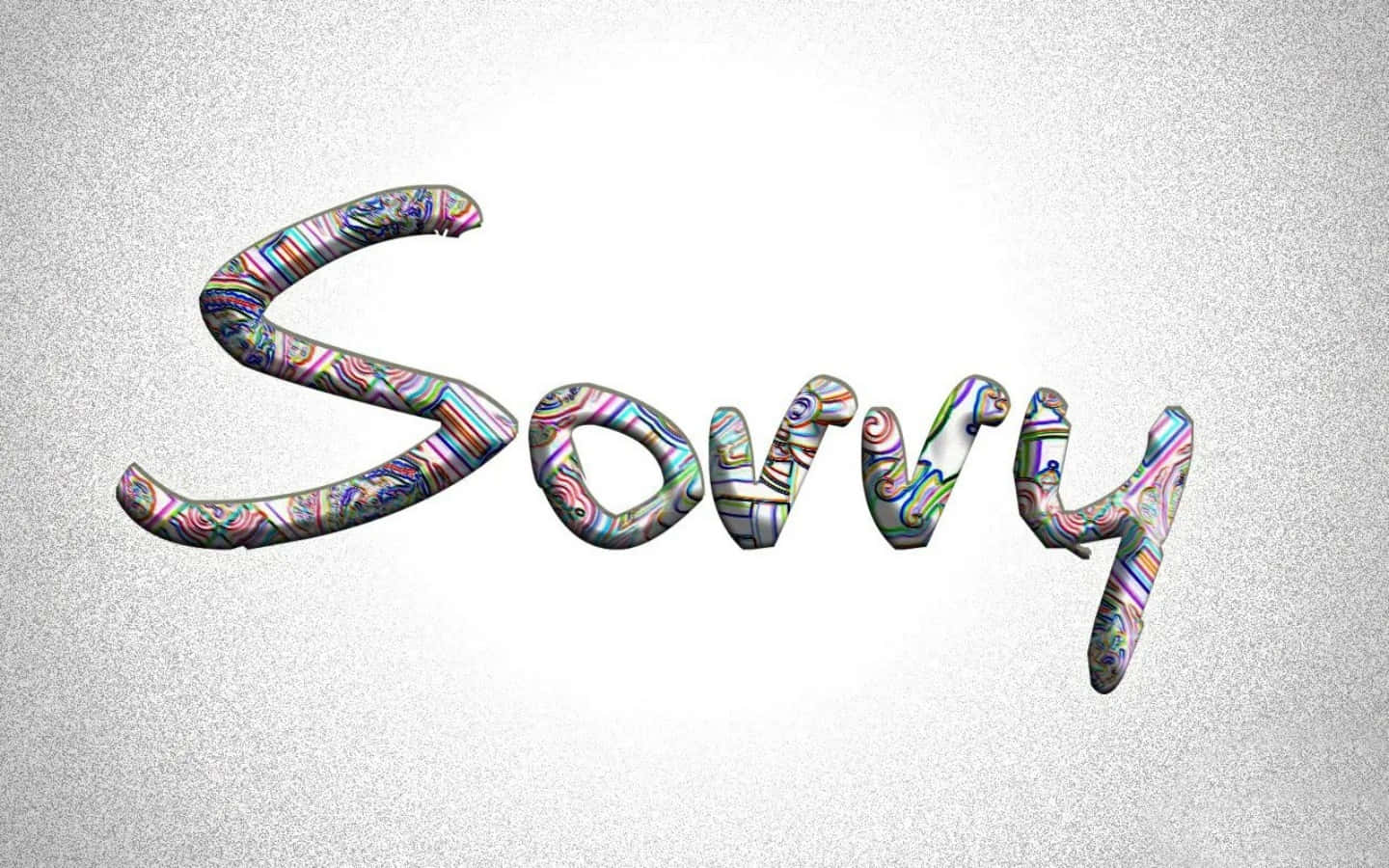 「Sorry」以帶有漩渦圖案的風格化3D字體呈現在銀色背景上。