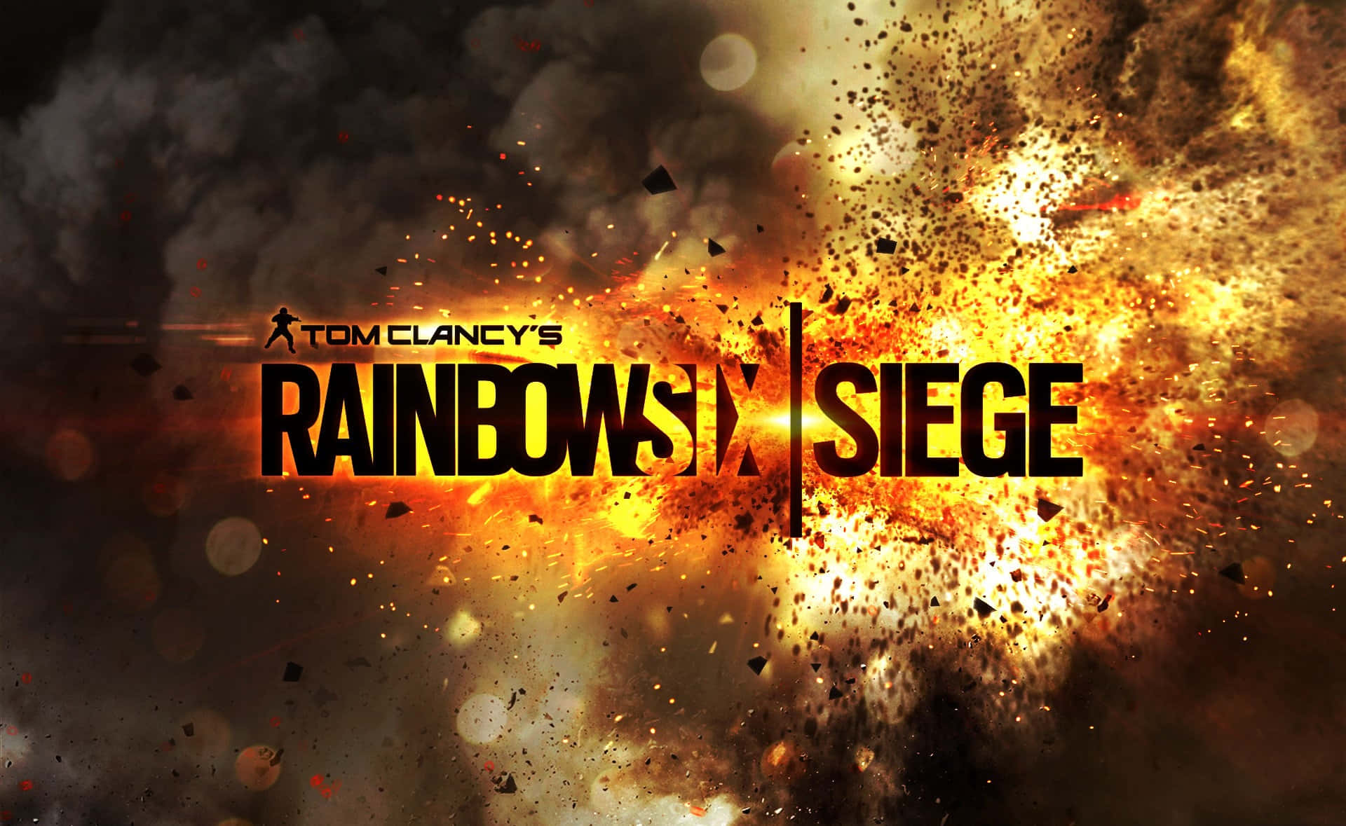 Rainbow Six Siege 遊戲標誌，帶有熾熱的爆炸和碎片。