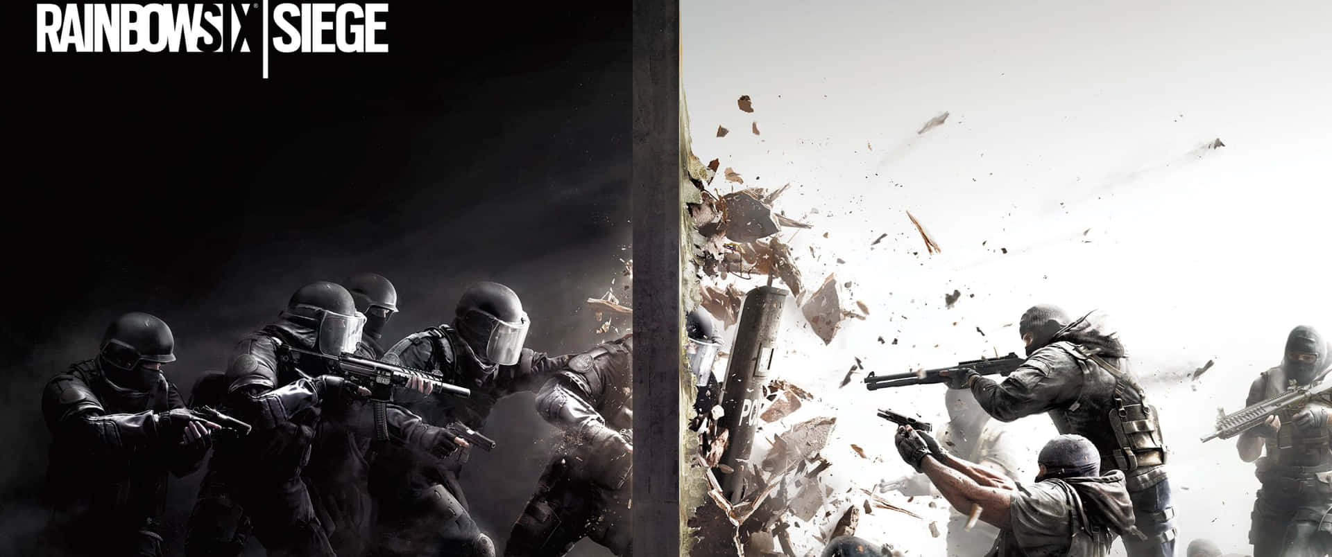 戰術團隊在《Rainbow Six Siege》的爆炸性槍戰中突破牆壁。