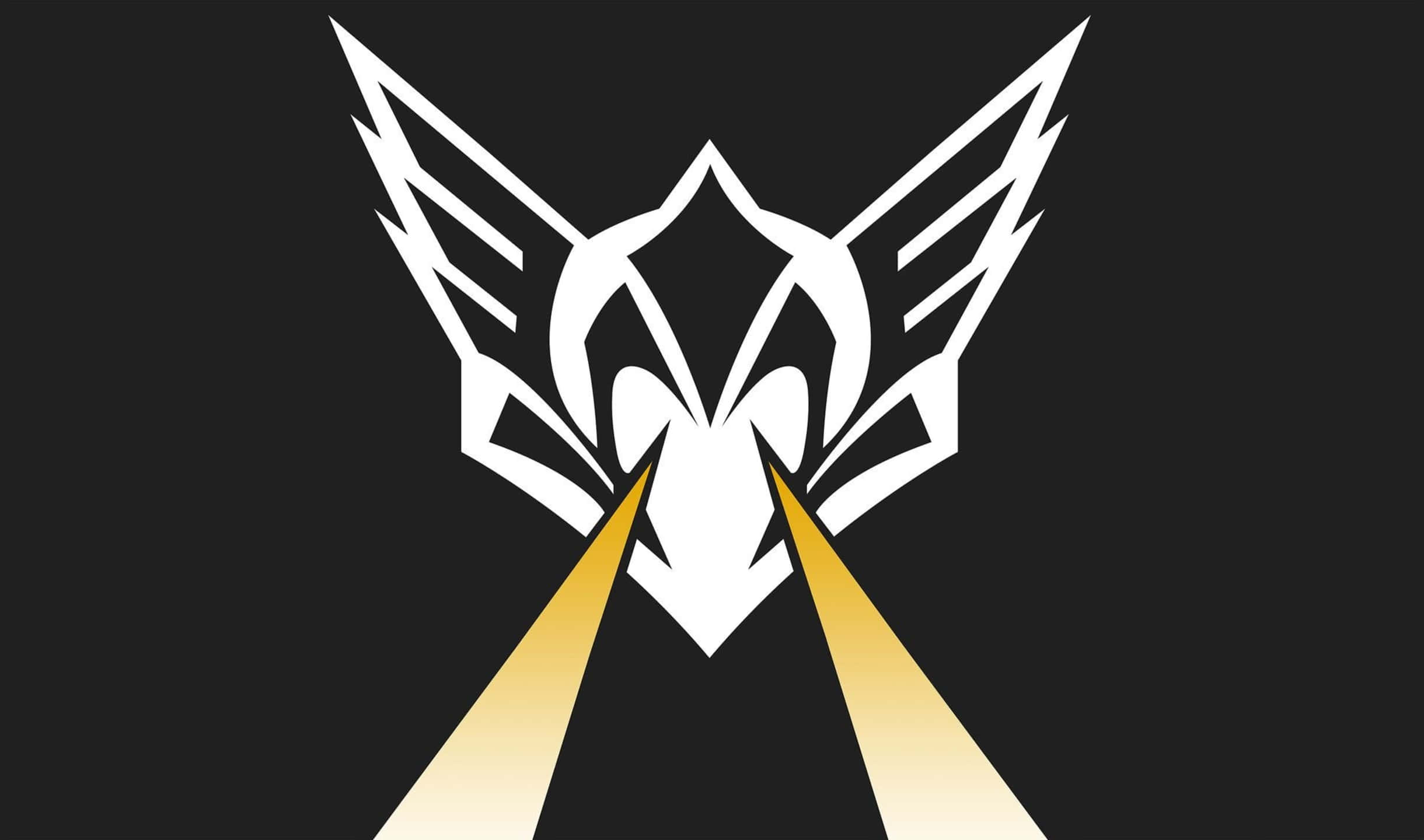 《彩虹六號：圍攻行動》細節豐富壁紙 壁紙 — 一個大膽的白色風格化鷹頭，眼睛射出金色光束，背景為黑色。