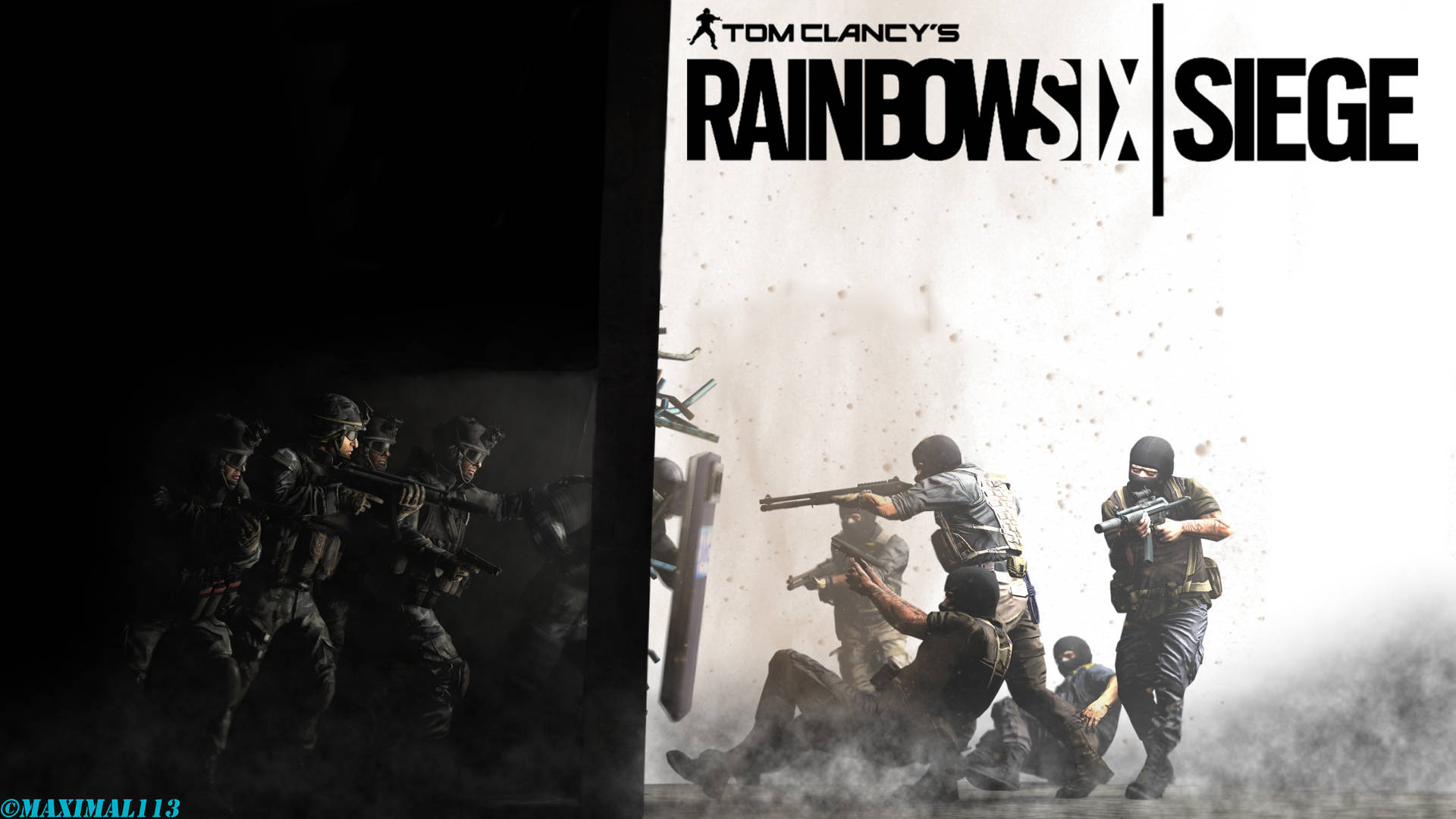 在《Rainbow Six Siege》中，戰術團隊身穿戰鬥裝備突入煙霧瀰漫的房間。