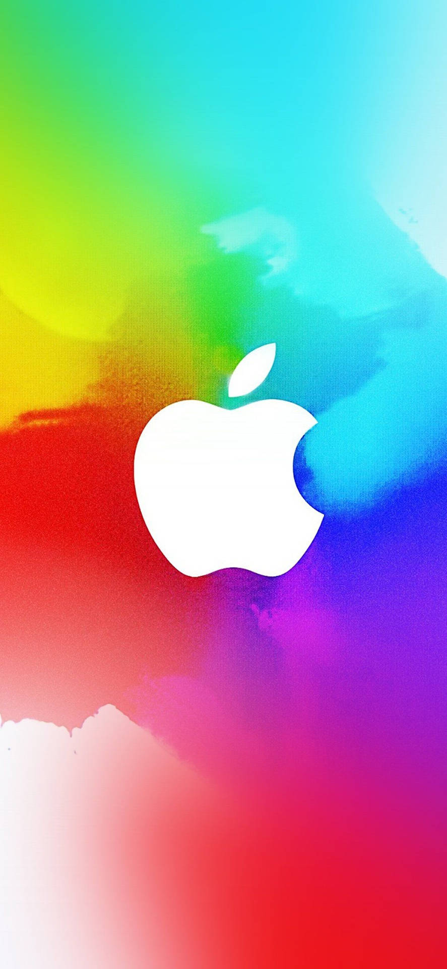 白色Apple標誌在色彩繽紛的水彩背景上。 — 蘋果 壁紙