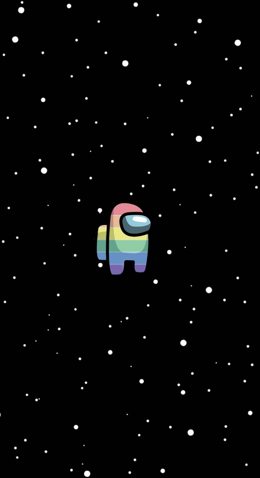 彩虹Among Us角色漂浮在星空之中。