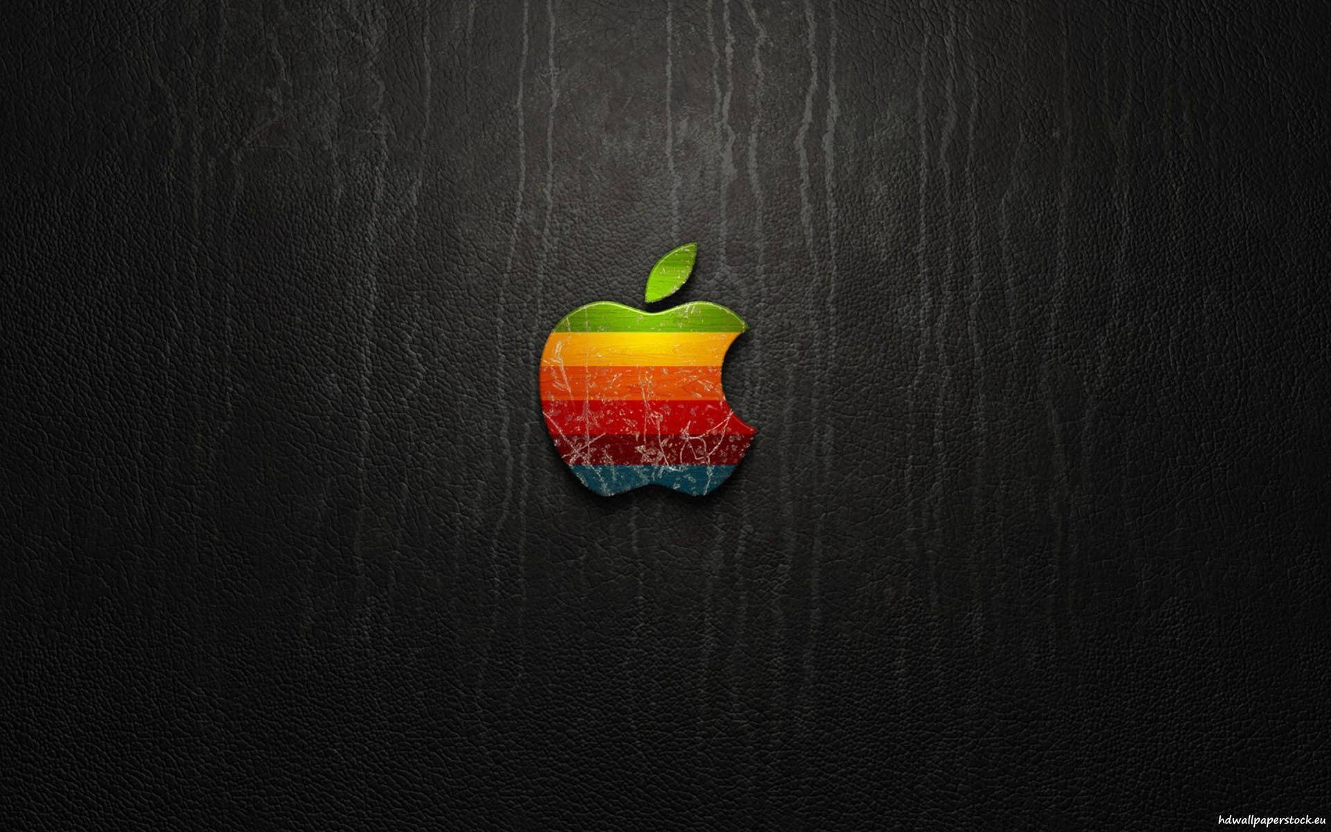 黑色皮革背景上的復古彩虹Apple標誌