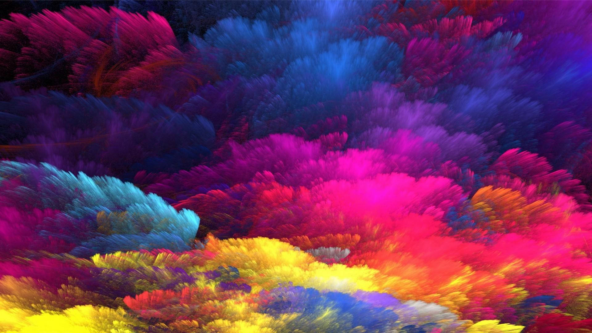 超現實的數位藝術作品，描繪宇宙爆炸中旋轉的多彩分形雲。