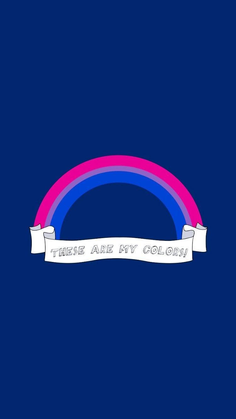 一條粉紅和藍色彩虹，橫幅宣告「THESE ARE MY COLORS!」