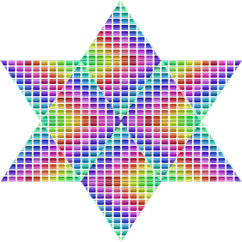 彩虹馬賽克星形圖案