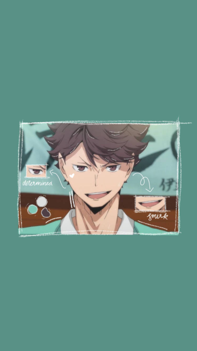 動漫角色帶有堅定的眼神和冷笑，以素描風格標記。