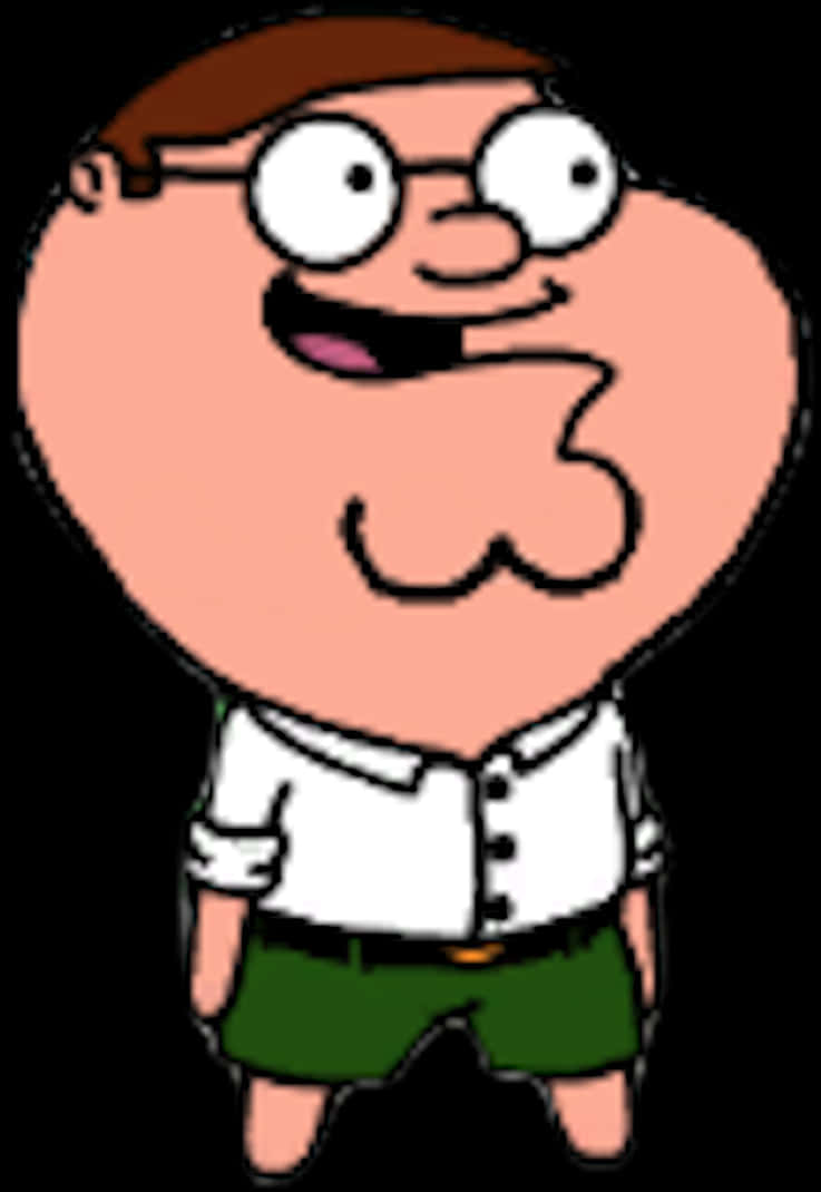 卡通人物 Peter Griffin 戴眼鏡穿綠色短褲微笑。 — 彼得·格里芬 壁紙