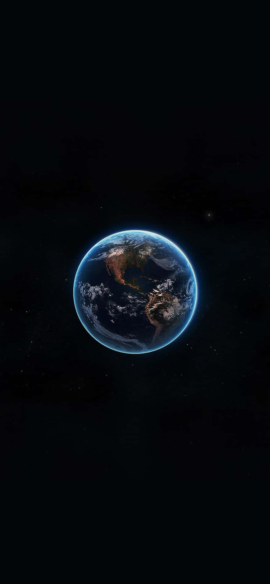 從太空看到的地球，帶有發光的藍色邊緣和星空背景。