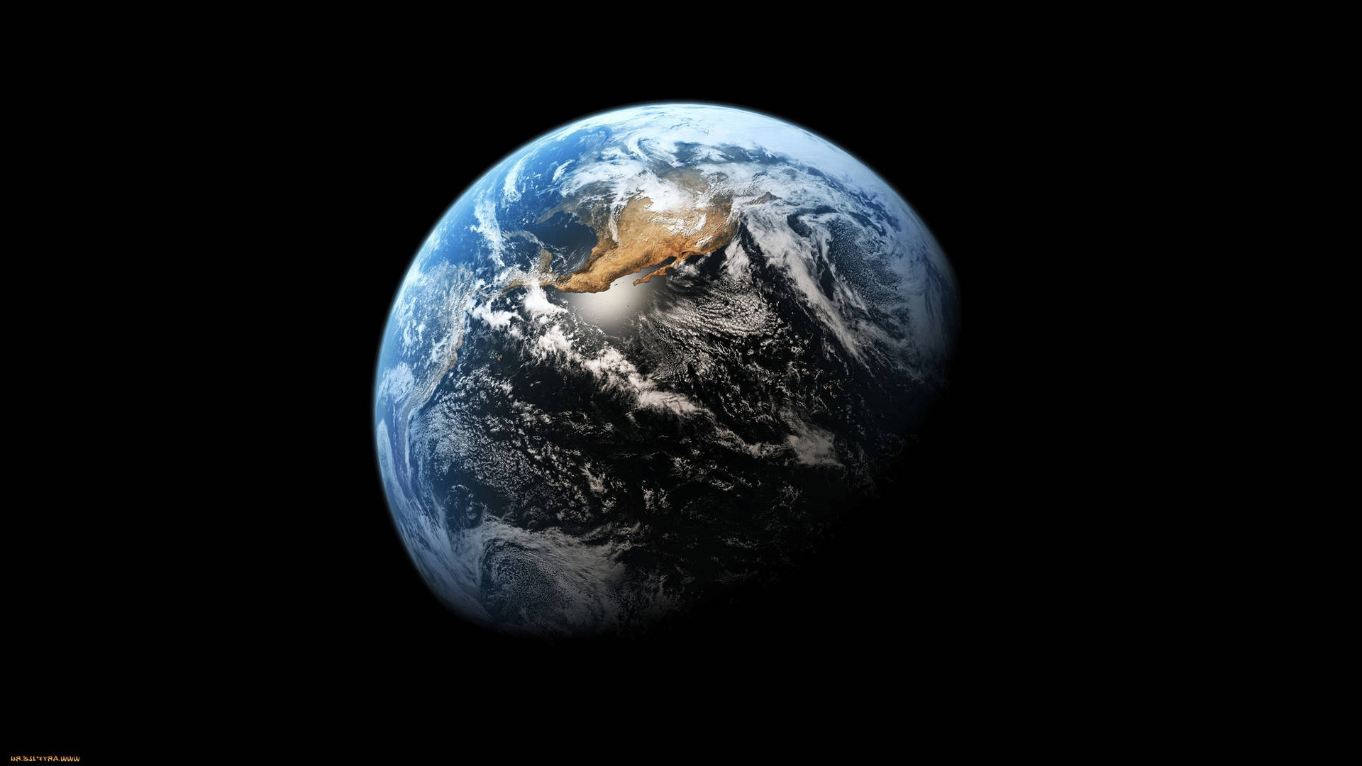 從太空看到的地球，海洋、雲層和陸地清晰可見。