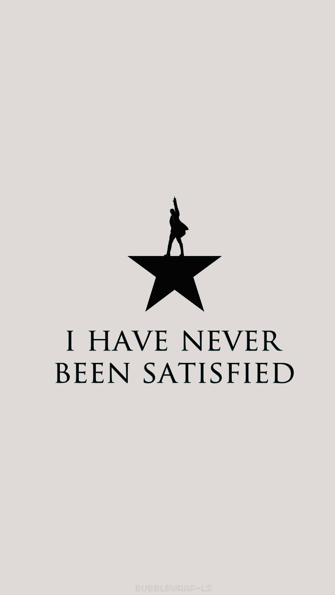 一個人站在星星上，帶有「I HAVE NEVER BEEN SATISFIED」文字