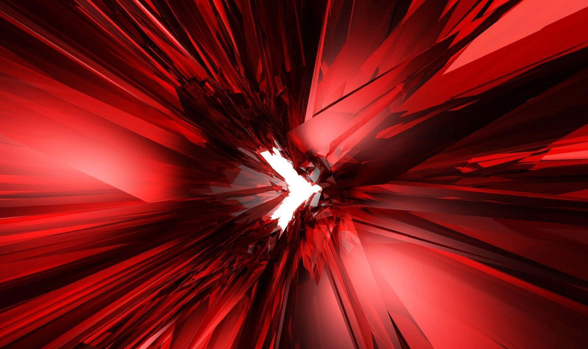 Solid Red 桌布 壁紙 — 從明亮的白色核心輻射出的尖銳紅色碎片的動態抽象爆炸。