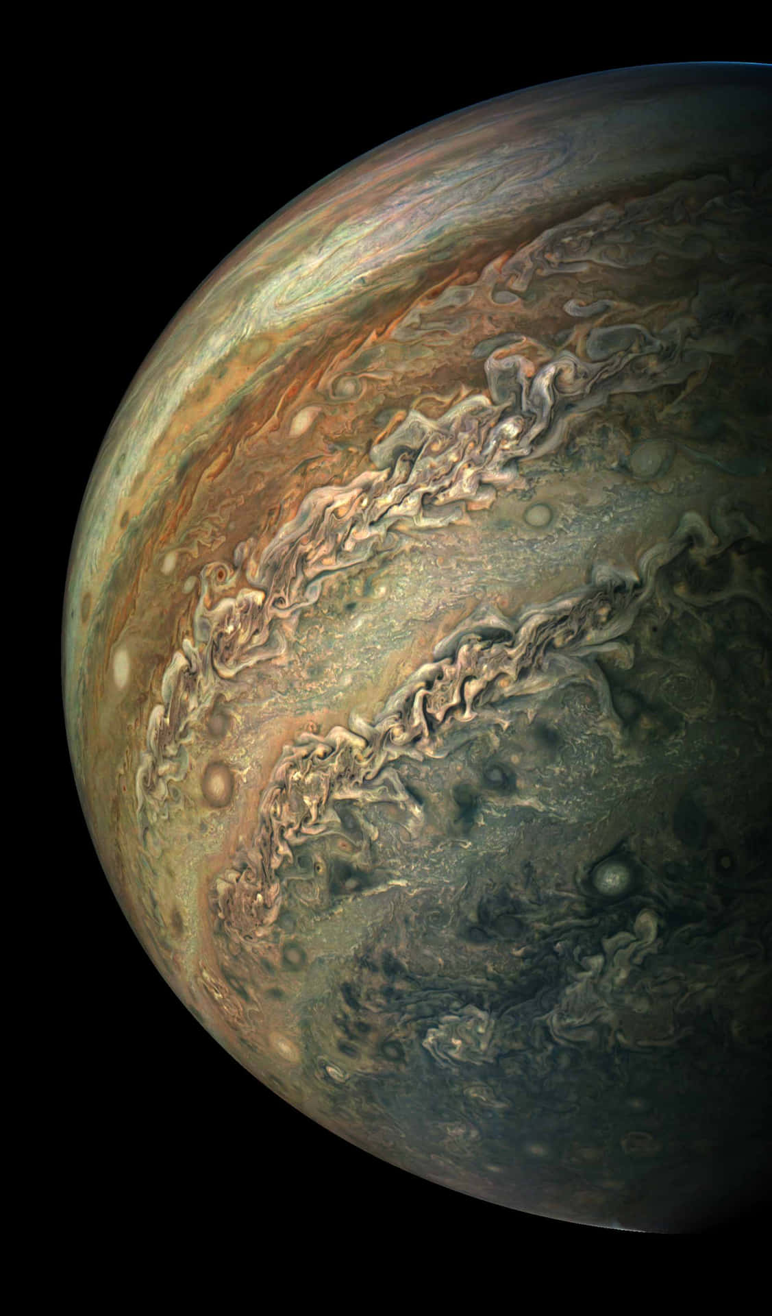 太空中木星的漩渦風暴和大氣層帶。 — 木星 GIF 壁紙