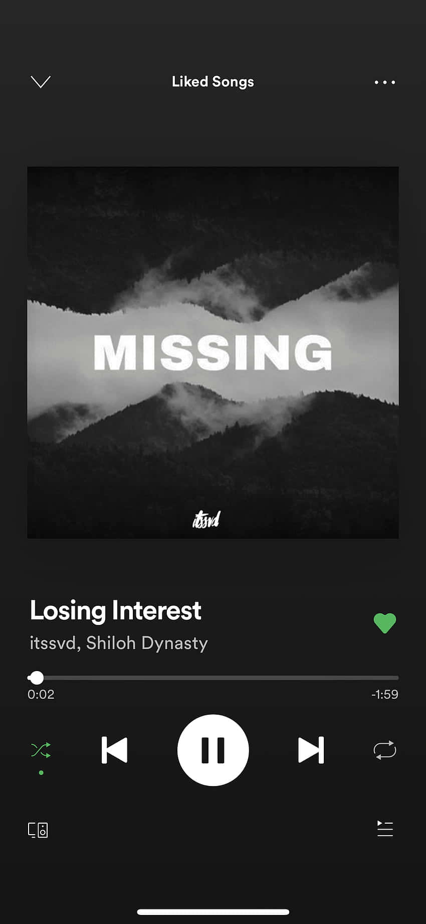 被霧氣籠罩的山脈，粗體白色文字寫著 missing。